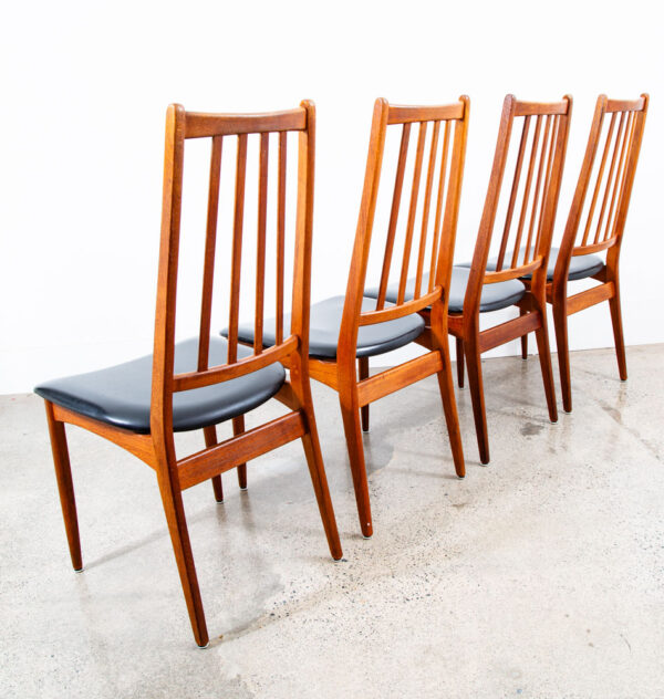 Mid Century Danish Modern Dining Chairs Set 4 Solid Teak Black High Back Denmark - Image 2
