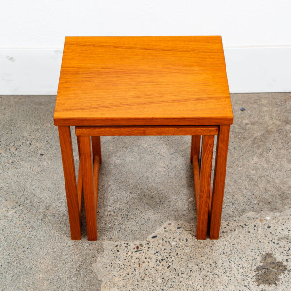 Mid Century Danish Modern Nesting Tables Teak Set of 2 Denmark Side End Table VG - Image 7