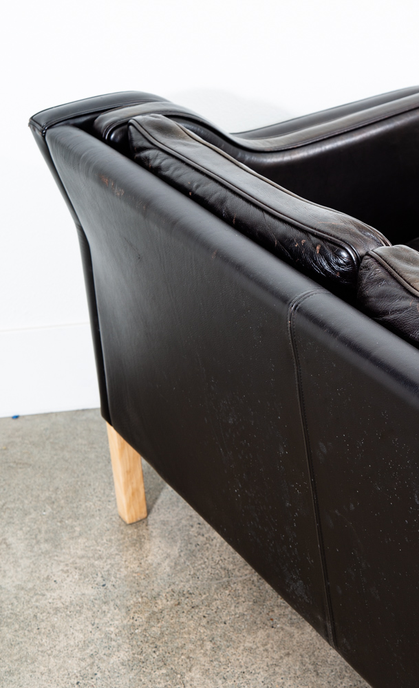 Mid Century Danish Modern Sofa Couch 3 Seater Denmark Leather Black Vintage Mcm - Image 12