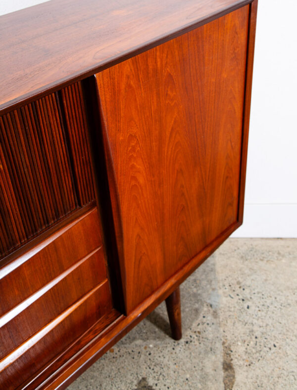 Mid Century Danish Modern Credenza Highboard Server Hutch Teak Tambour Doors Mcm - Image 9