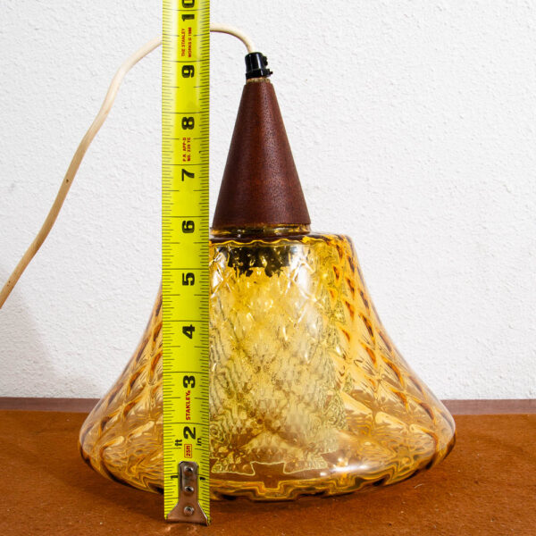 Mid Century Danish Modern Pendant Lamp Amber Crystal Glass Hanging Light Yellow - Image 12