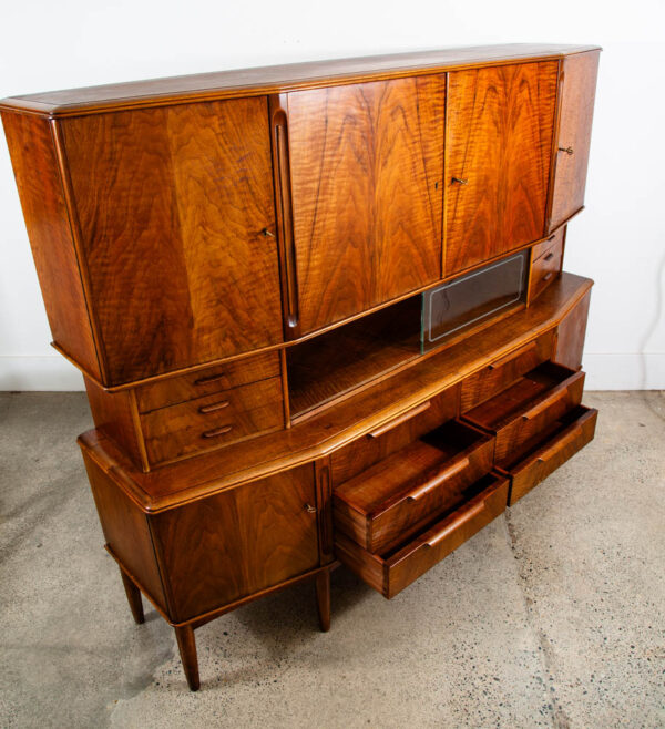 Mid Century Danish Modern Credenza Sideboard Walnut Locking 12 Drawers Cabinet - Image 3