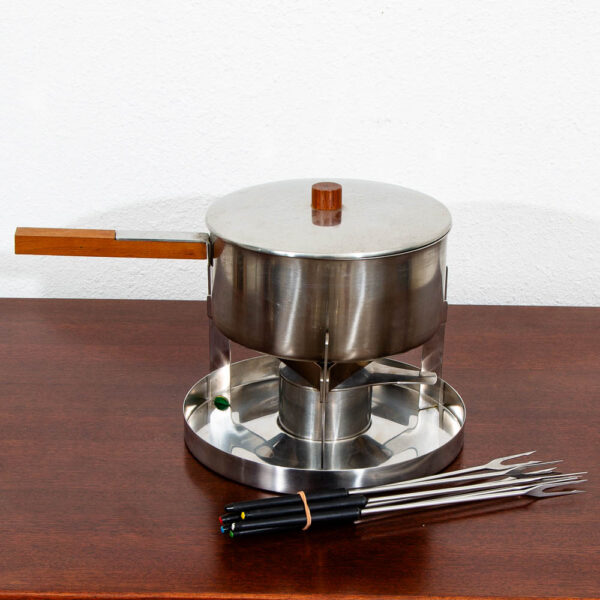 Mid Century Danish Modern Fondue Set Rosewood Cheese Set Denmark Arne Jacobsen M