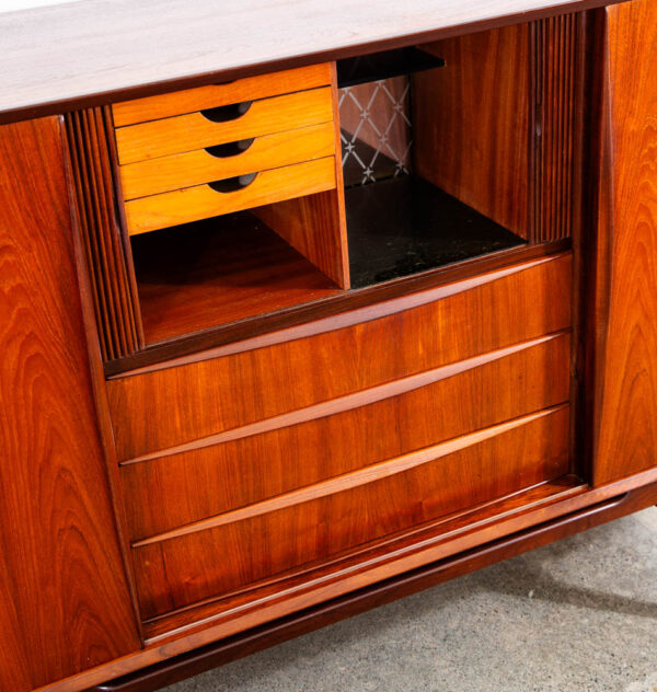 Mid Century Danish Modern Credenza Highboard Server Hutch Teak Tambour Doors Mcm - Image 10