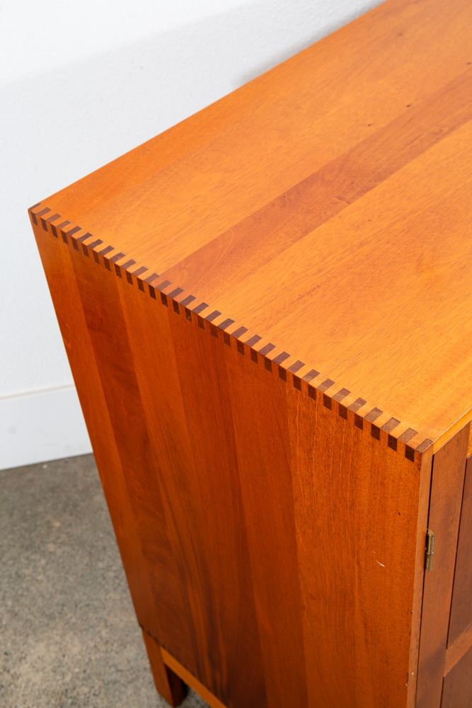 Mid Century Modern Compact Credenza Cabinet Solid Mahogany Soborg Doors Handles - Image 10