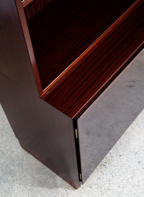 Mid Century Danish Modern Bookshelf Cabinet Mahogany Doors Omann Jun Mcm - Image 8