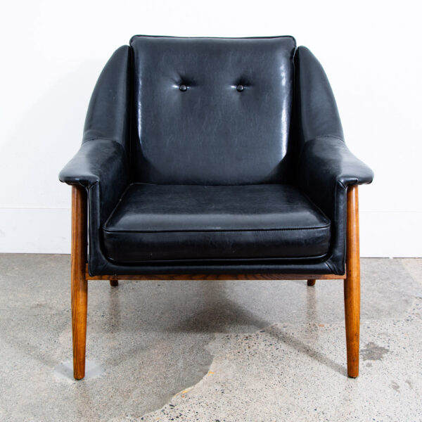 Mid Century Danish Modern Lounge chairs Black Set 2 Pair Armchairs Denmark Mcm - Image 6