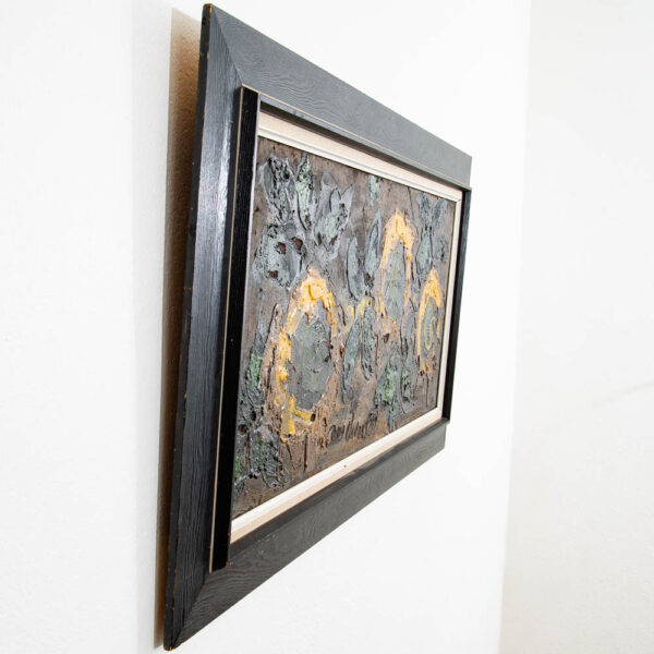Mid Century Modern Oil Painting Danish Original Sun Flower Black Frame Vintage - Image 5