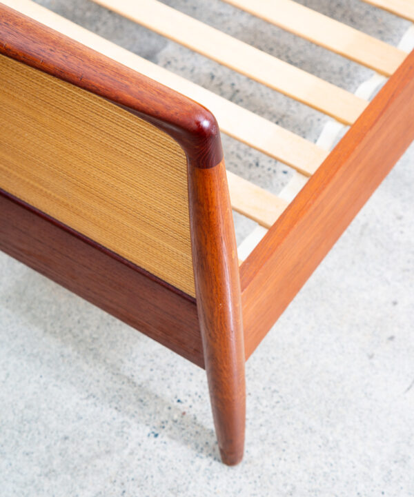 Mid Century Danish Modern Bed Frame Sm Single Teak Oak Denmark Cane Mobler Mcm - Image 12