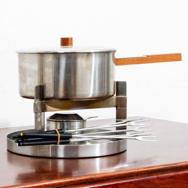 Mid Century Danish Modern Fondue Set Rosewood Cheese Set Denmark Arne Jacobsen M - Image 7