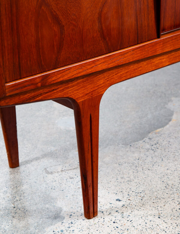 Mid Century Danish Modern Credenza Highboard Teak Sliding Doors Rosewood Bar Mcm - Image 12