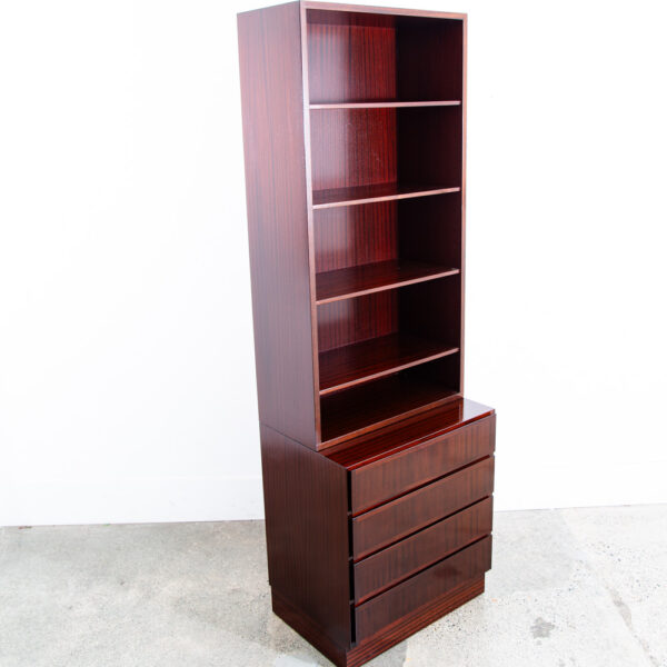 Mid Century Danish Modern Bookshelf Cabinet Mahogany 4 Drawers Omann Jun Vintage