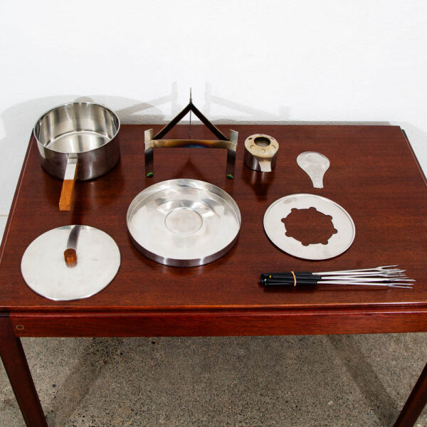 Mid Century Danish Modern Fondue Set Rosewood Cheese Set Denmark Arne Jacobsen M - Image 4