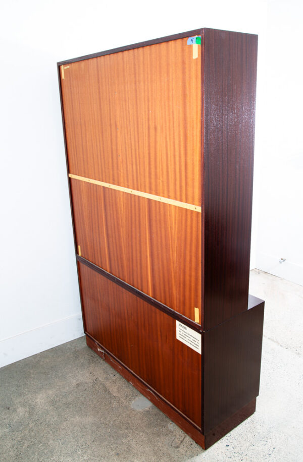 Mid Century Danish Modern Bookshelf Cabinet Mahogany Doors Omann Jun Mcm - Image 6
