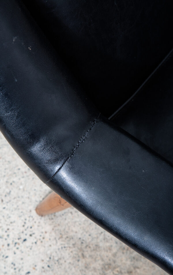 Mid Century Danish Modern Lounge chairs Black Set 2 Pair Armchairs Denmark Mcm - Image 11