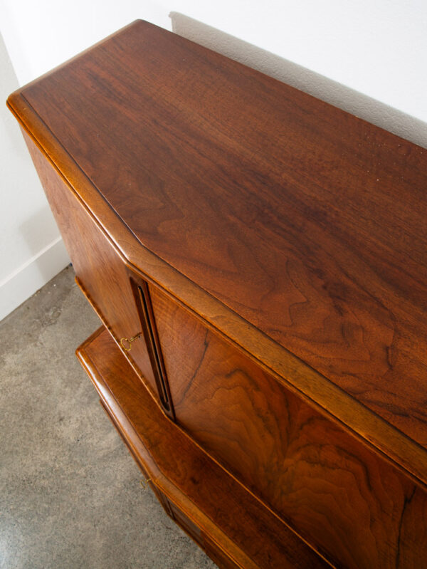 Mid Century Danish Modern Credenza Sideboard Walnut Locking 12 Drawers Cabinet - Image 9