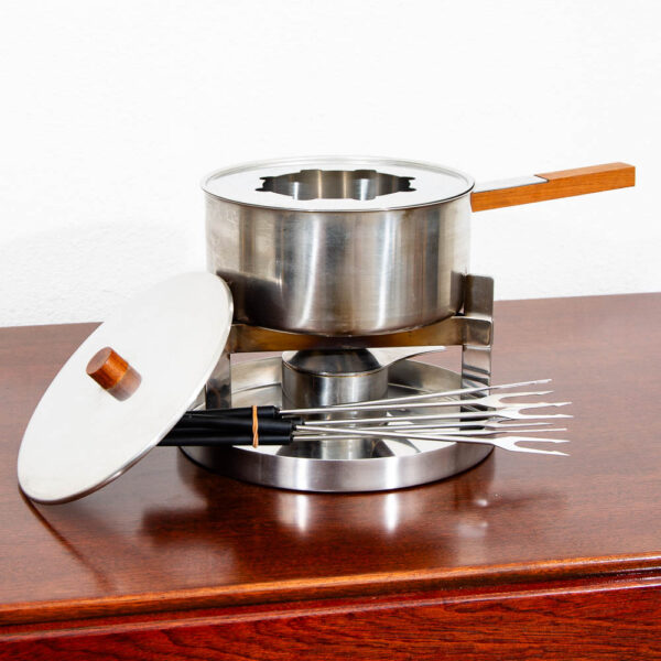 Mid Century Danish Modern Fondue Set Rosewood Cheese Set Denmark Arne Jacobsen M - Image 5