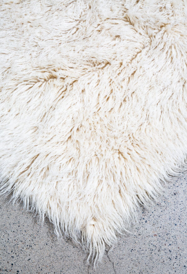 Mid Century Modern Shag Rug Wool White Canvas 102x70 In. Wool Vintage Retro Mcm - Image 6