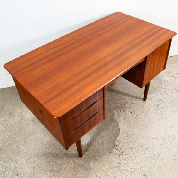 Mid Century Danish Modern Desk 3 Drawer Teak Cabinet Wood Office Executive Mcm - Image 8