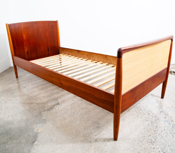 Mid Century Danish Modern Bed Frame Sm Single Teak Oak Denmark Cane Mobler Mcm