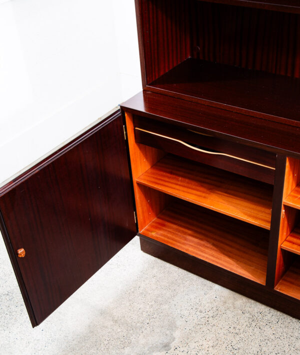 Mid Century Danish Modern Bookshelf Cabinet Mahogany Doors Omann Jun Mcm - Image 7