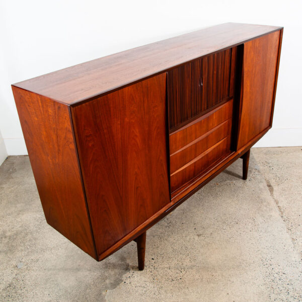 Mid Century Danish Modern Credenza Highboard Server Hutch Teak Tambour Doors Mcm - Image 2