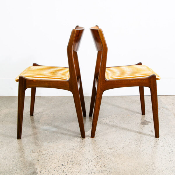 Mid Century Danish Modern Dining Chairs Set 4 Rosewood Striped Erik Buch Denmark - Image 4