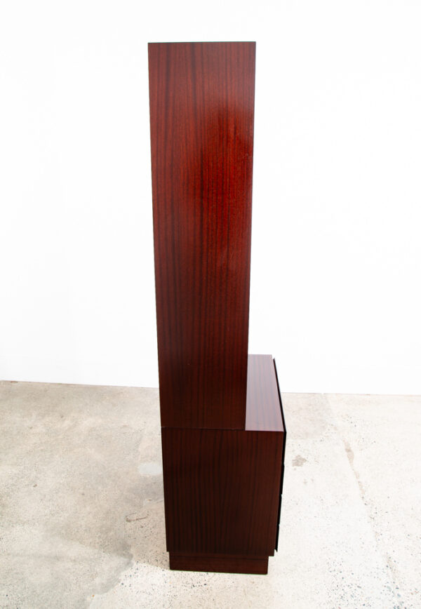 Mid Century Danish Modern Bookshelf Cabinet Mahogany 4 Drawers Omann Jun Vintage - Image 3