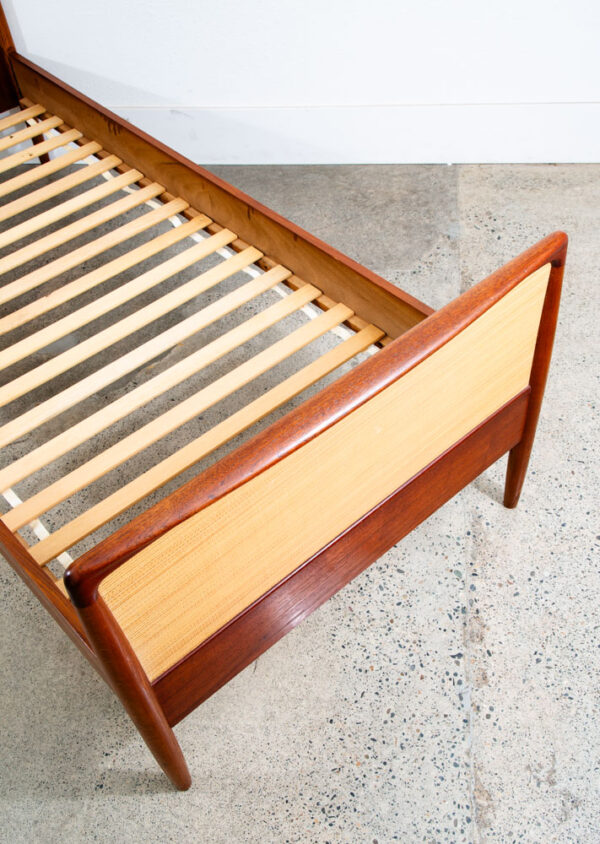 Mid Century Danish Modern Bed Frame Sm Single Teak Oak Denmark Cane Mobler Mcm - Image 10