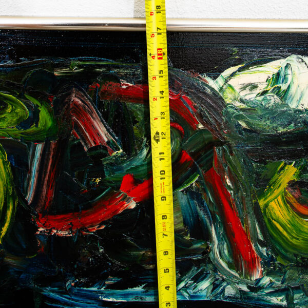 Mid Century Modern Oil Painting Danish Original Abstract Red Blue Yellow Frame - Image 11