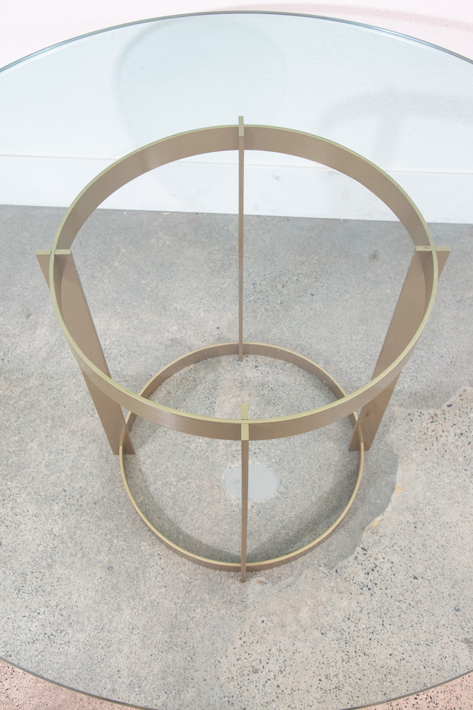 Mid Century Modern Dining Table Brass Round Glass Vintage Circular Fontana Arte - Image 10