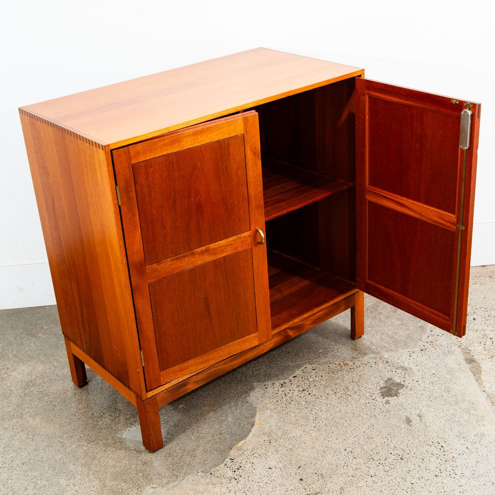 Mid Century Modern Compact Credenza Cabinet Solid Mahogany Soborg Doors Handles - Image 6