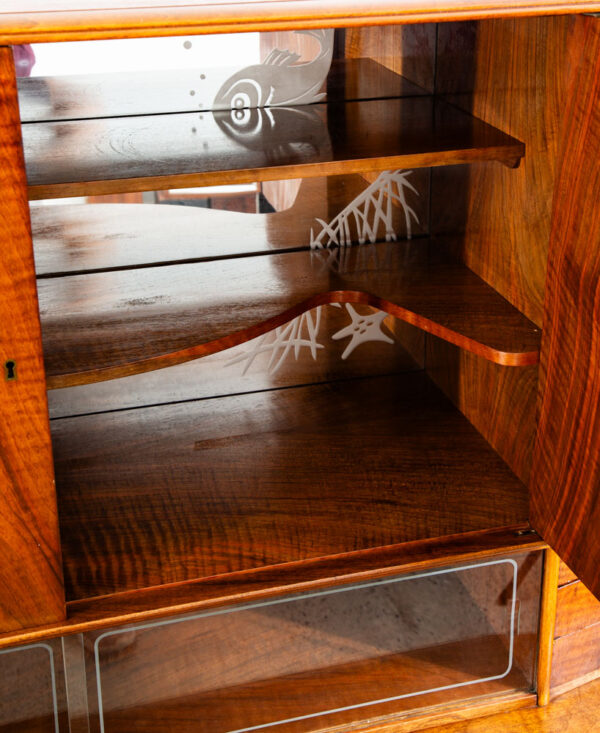 Mid Century Danish Modern Credenza Sideboard Walnut Locking 12 Drawers Cabinet - Image 8