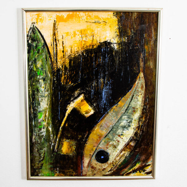 Mid Century Danish Modern Painting Studio Art Oil Abstract Expressionism Frame - Image 6
