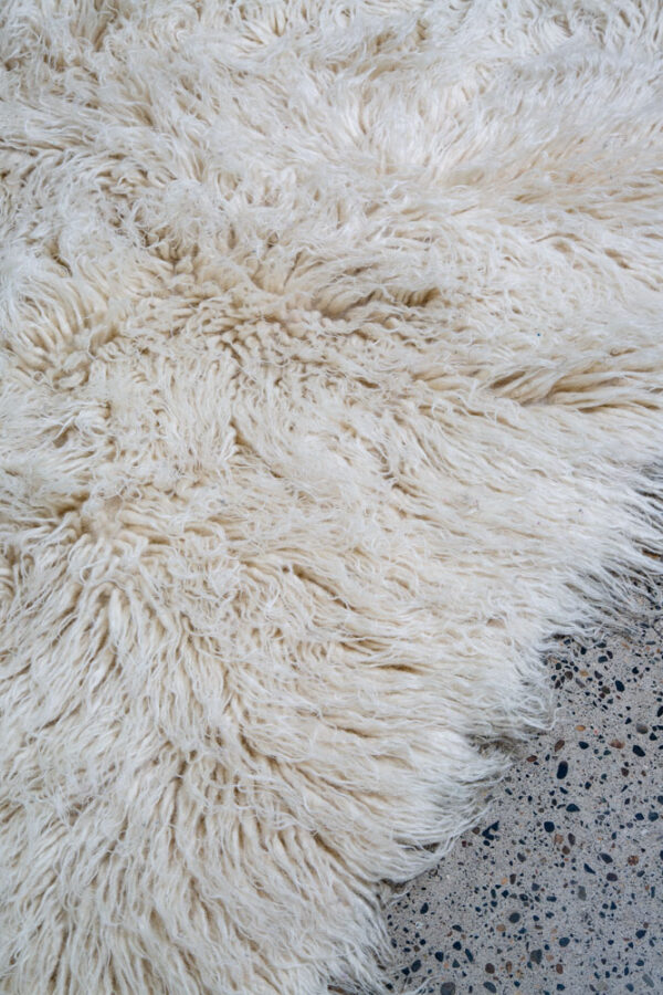Mid Century Modern Shag Rug Wool White Canvas 102x70 In. Wool Vintage Retro Mcm - Image 7