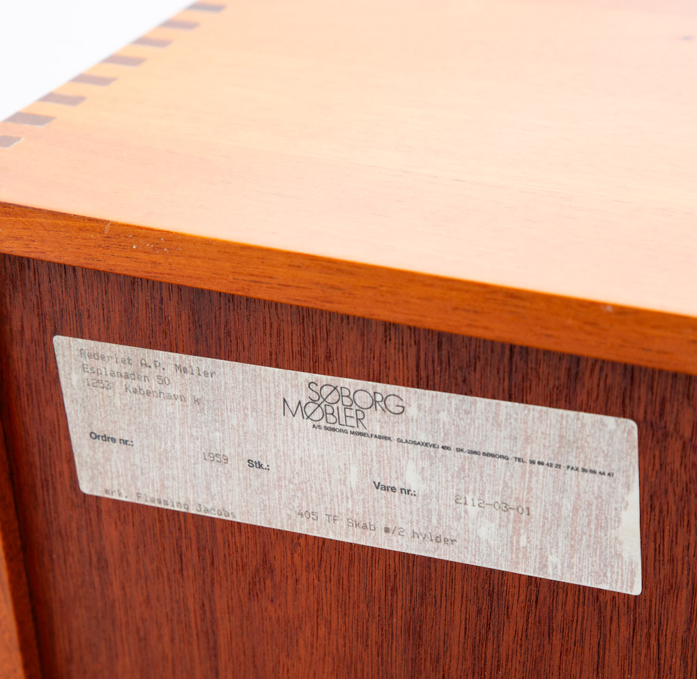 Mid Century Modern Compact Credenza Cabinet Solid Mahogany Soborg Doors Handles - Image 8