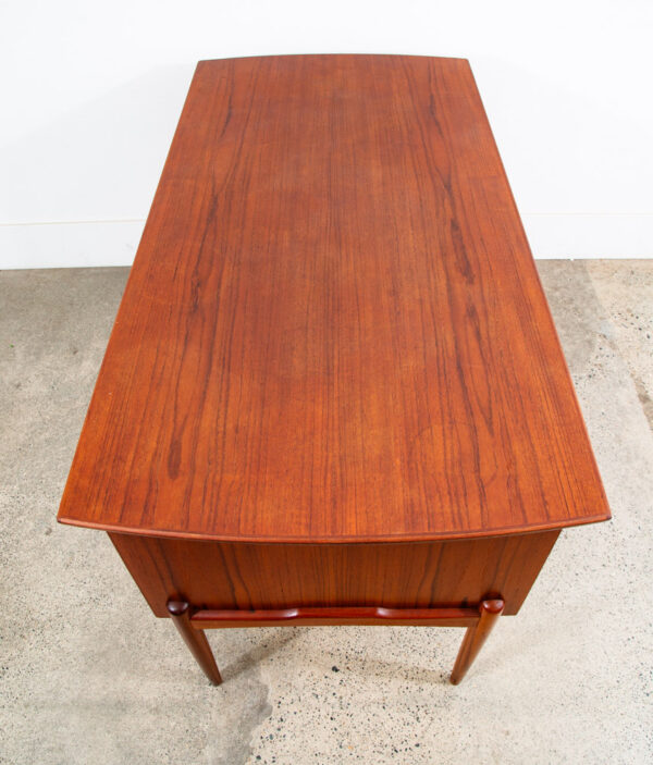 Mid Century Danish Modern Desk Executive Teak 4 Drawer Bookshelf Floating Lock - Image 4
