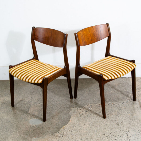 Mid Century Danish Modern Dining Chairs Set 4 Rosewood Striped Erik Buch Denmark - Image 3