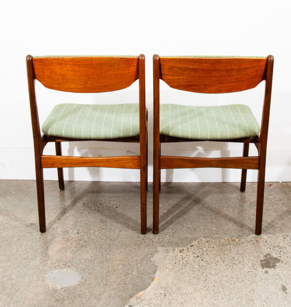 Mid Century Danish Modern Dining Chairs Erik Buch Set 2 Green Denmark Teak Pair - Image 4