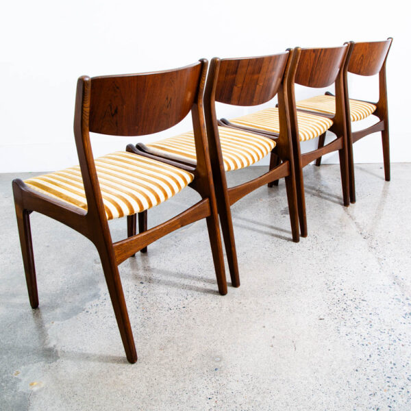 Mid Century Danish Modern Dining Chairs Set 4 Rosewood Striped Erik Buch Denmark - Image 2