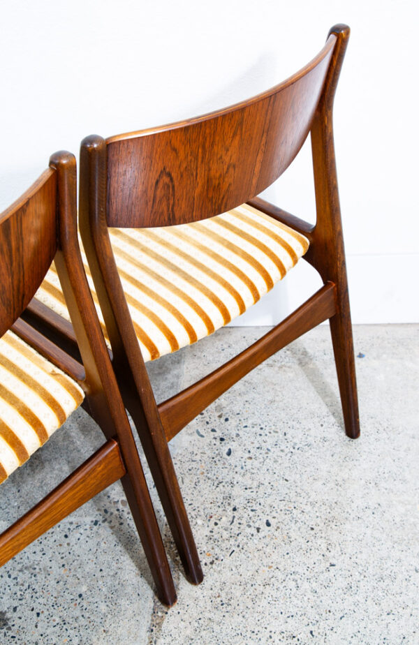 Mid Century Danish Modern Dining Chairs Set 4 Rosewood Striped Erik Buch Denmark - Image 10