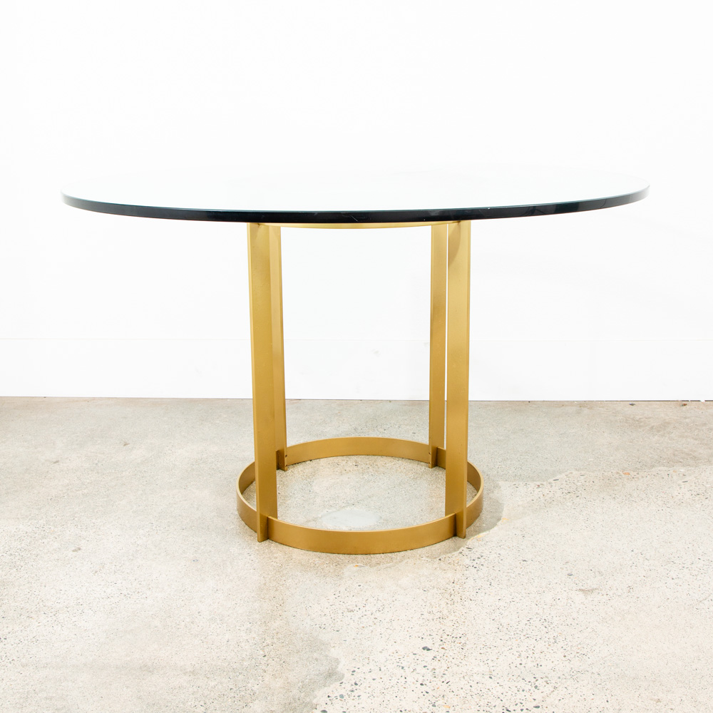 Mid Century Modern Dining Table Brass Round Glass Vintage Circular Fontana Arte - Image 2