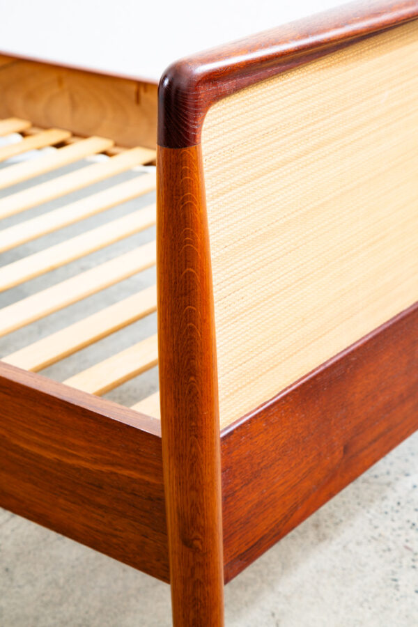 Mid Century Danish Modern Bed Frame Sm Single Teak Oak Denmark Cane Mobler Mcm - Image 8