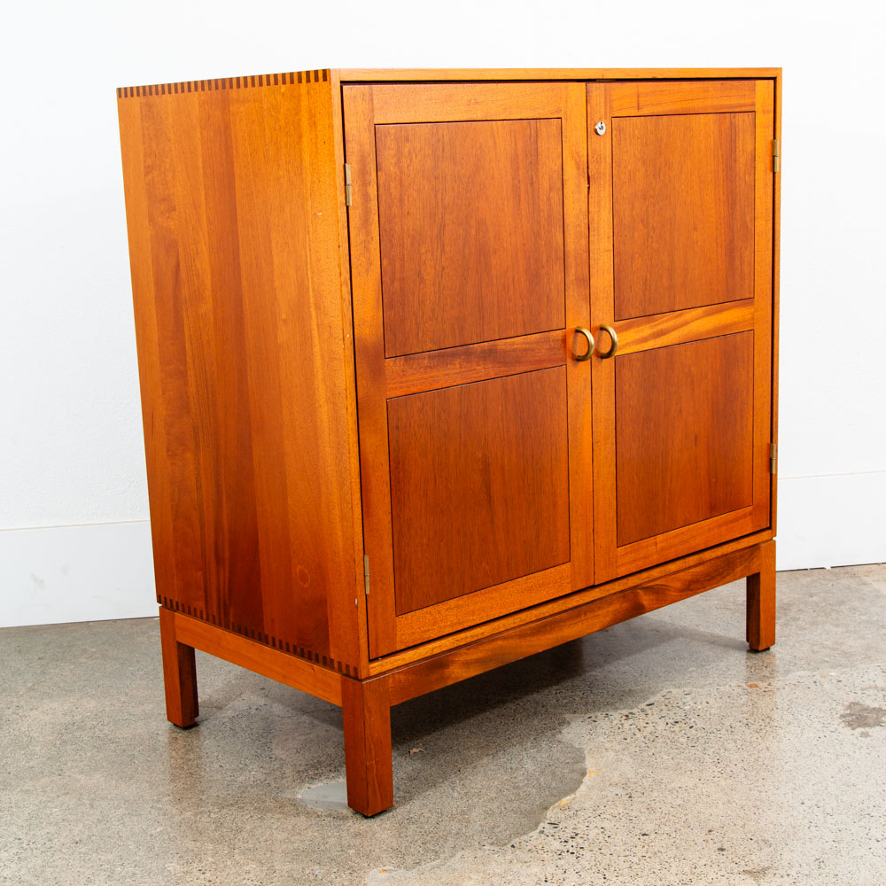 Mid Century Modern Compact Credenza Cabinet Solid Mahogany Soborg Doors Handles