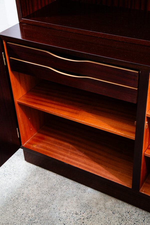 Mid Century Danish Modern Bookshelf Cabinet Mahogany Doors Omann Jun Mcm - Image 11