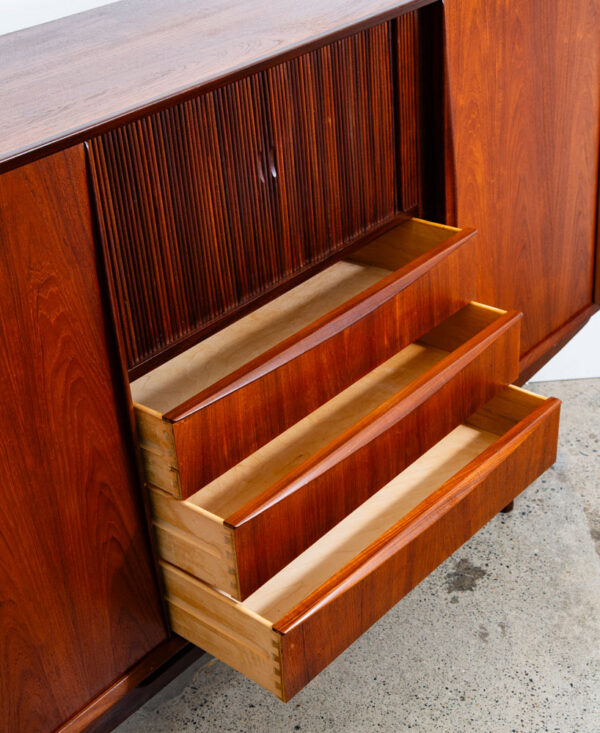 Mid Century Danish Modern Credenza Highboard Server Hutch Teak Tambour Doors Mcm - Image 8