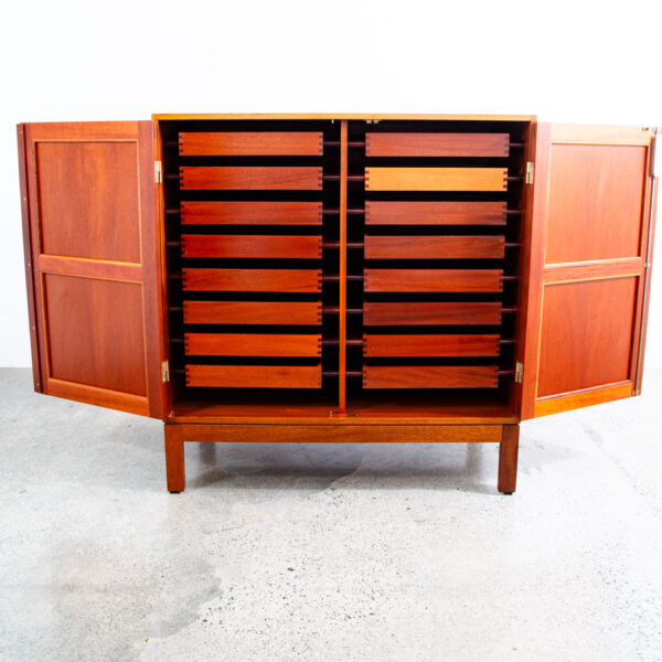 Mid Century Modern Compact Credenza Cabinet Solid Mahogany Soborg 16 Drawers Mcm - Image 2