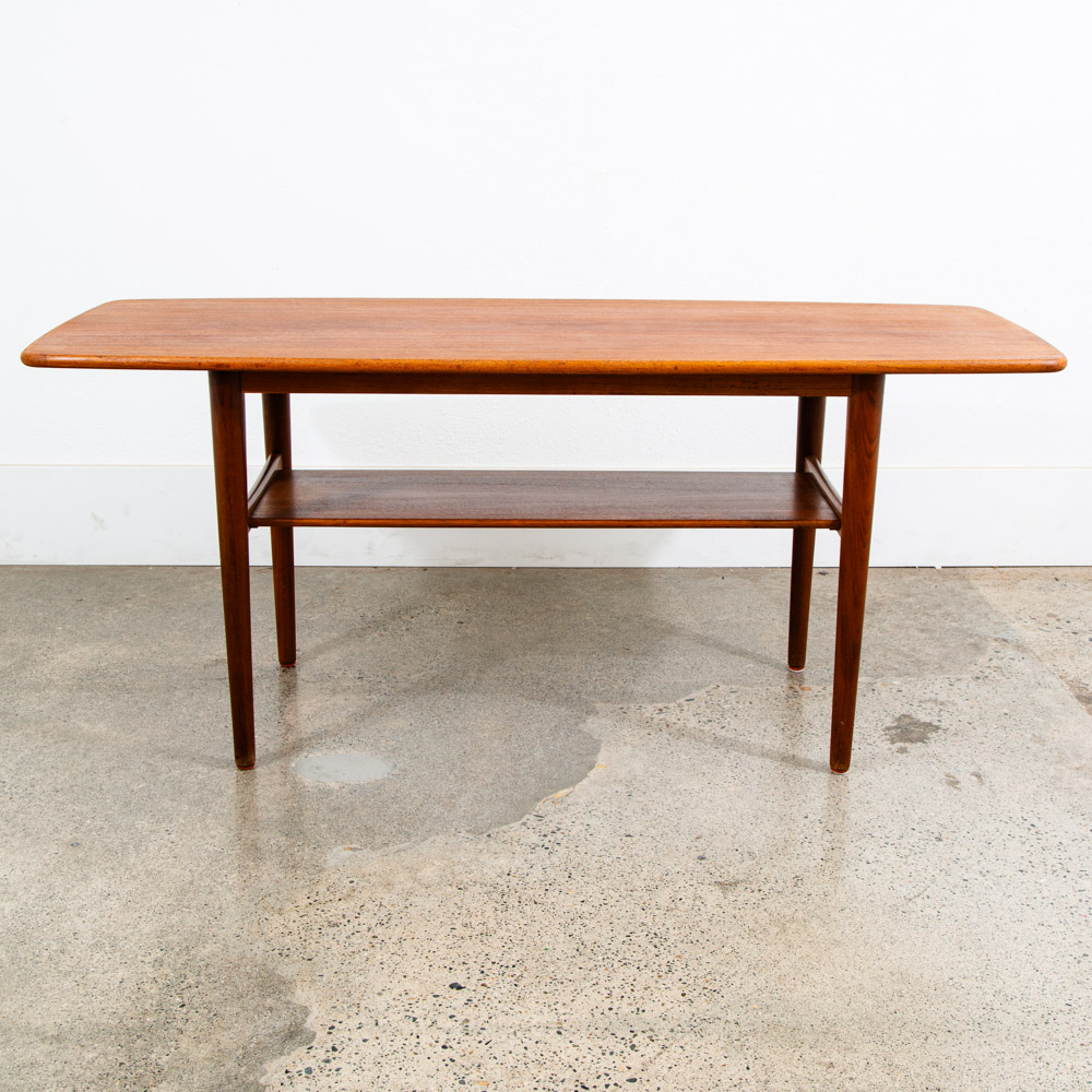 Mid Century Danish Modern Coffee Table Solid Teak Denmark Surfboard Shelf Mcm M - Image 3