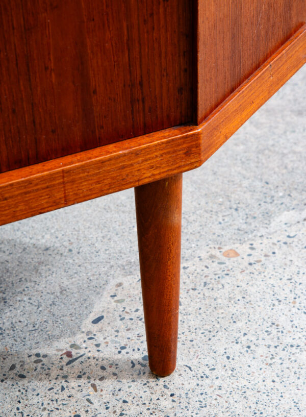 Mid Century Danish Modern Corner Cabinet Teak Wood Bar Denmark Locking Glass - Image 7