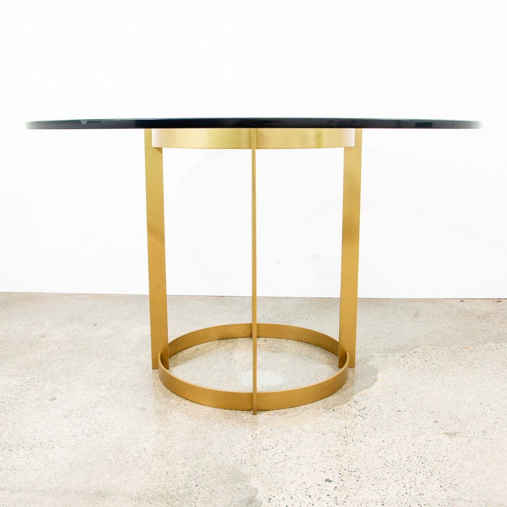 Mid Century Modern Dining Table Brass Round Glass Vintage Circular Fontana Arte - Image 4